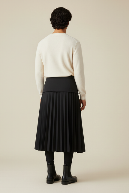 Jupe Homme Noire Plissée Décontractée Streetwear