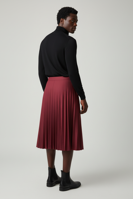 Jupe Homme Plissée Bordeaux Chic
