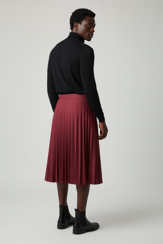 Jupe Homme Plissée Bordeaux Chic