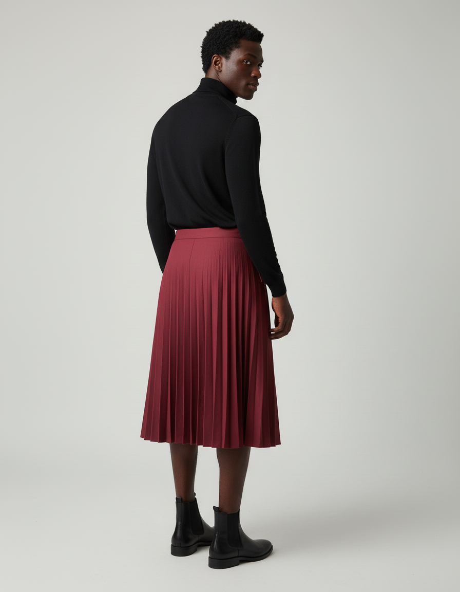 Jupe Homme Plissée Bordeaux Chic