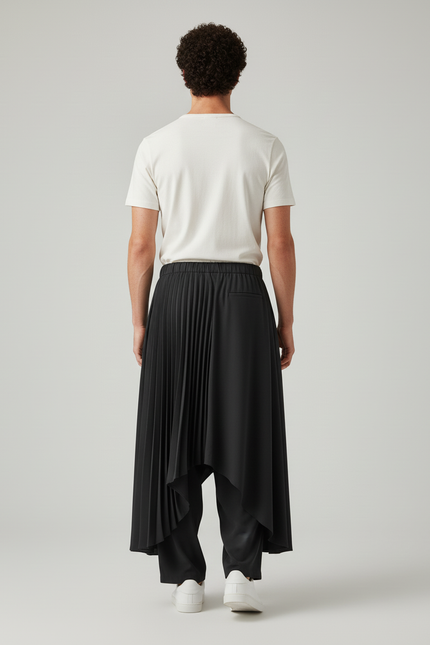 Jupe Homme Noire Plissée Irrégulière