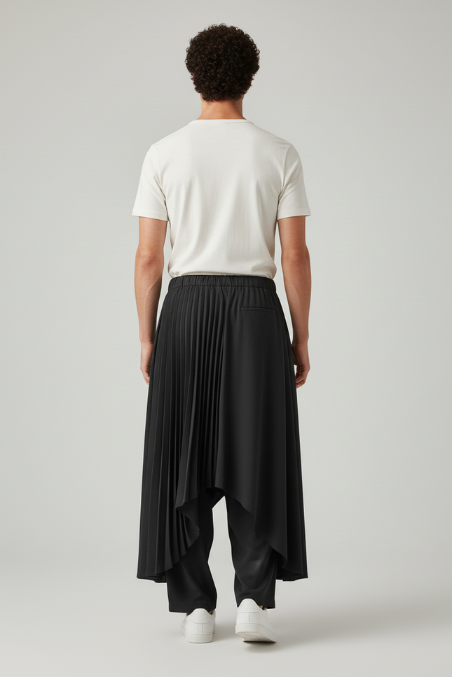 Jupe Homme Noire Plissée Irrégulière