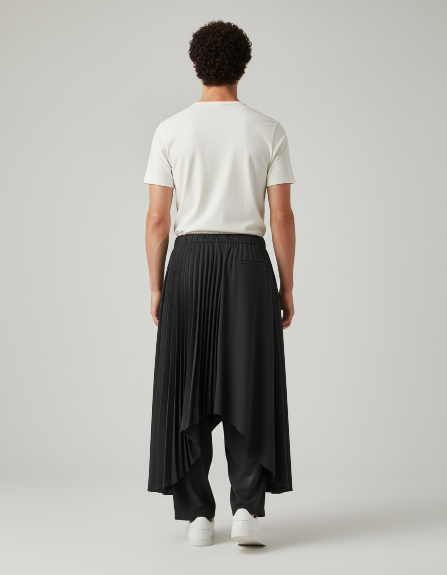 Jupe Homme Noire Plissée Irrégulière
