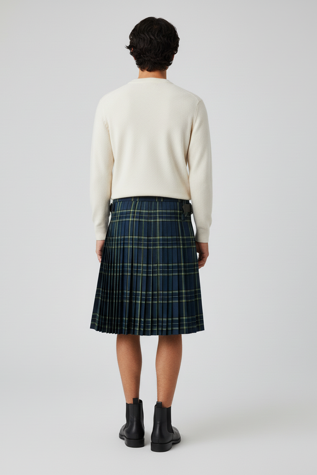 Jupe Homme Carreaux Plissée Décontractée