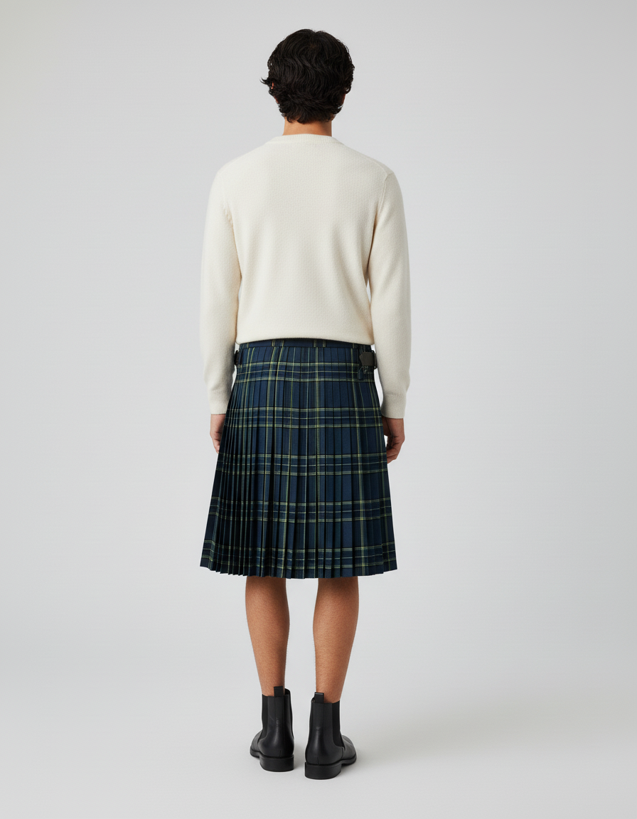 Jupe Homme Carreaux Plissée Décontractée