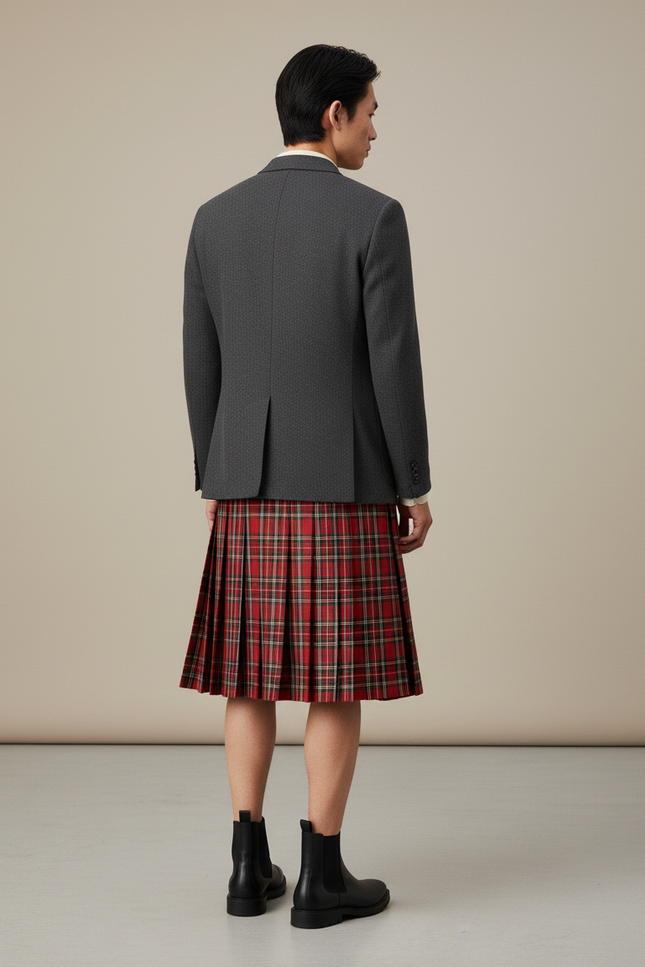 Jupe Homme Plissée Écossaise Décontractée Classique