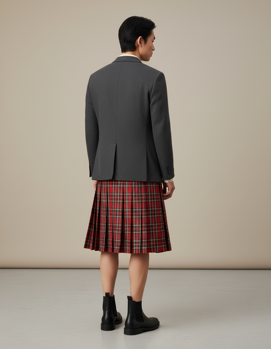 Jupe Homme Plissée Écossaise Décontractée Classique