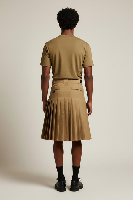 Jupe Homme Beige Plissée Décontractée