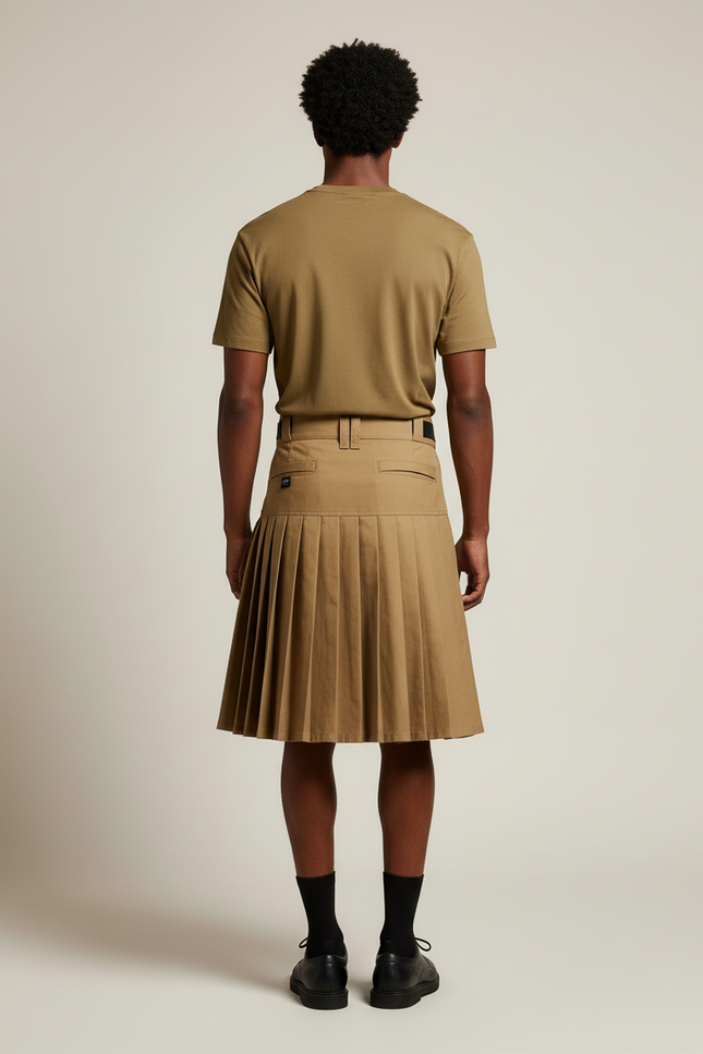 Jupe Homme Beige Plissée Décontractée