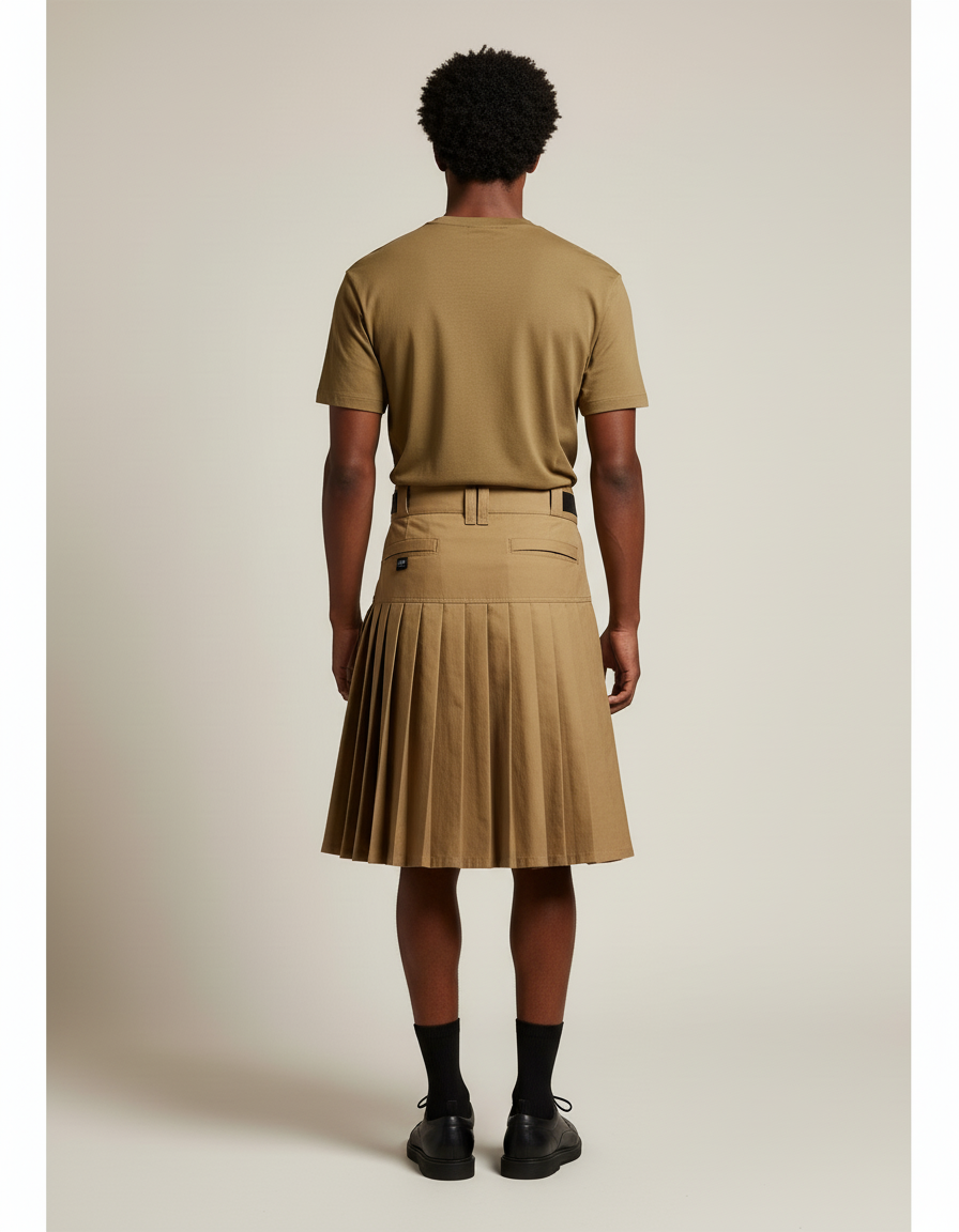 Jupe Homme Beige Plissée Décontractée