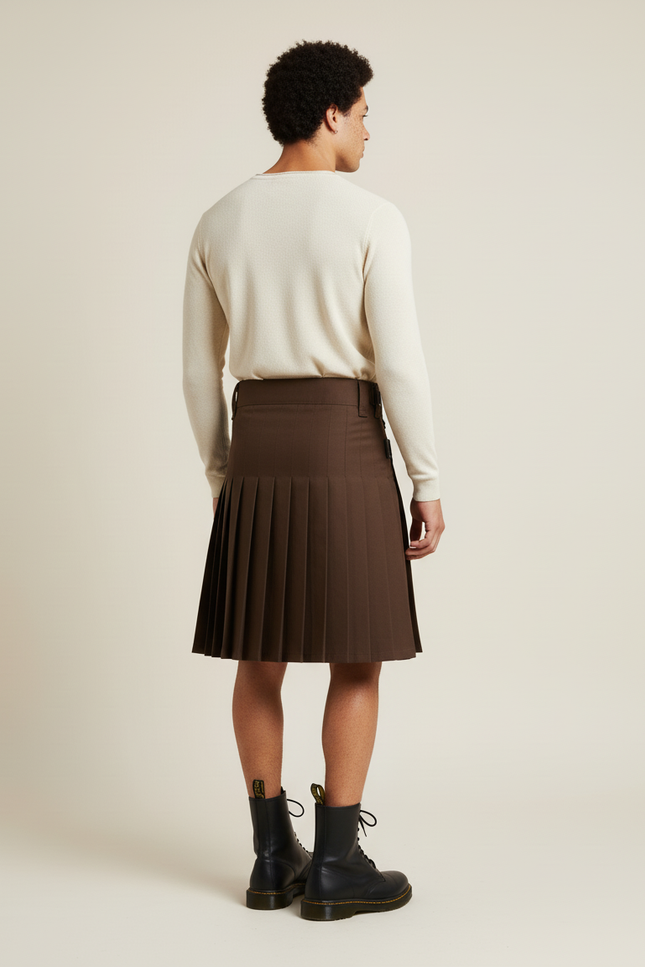 Jupe Homme Marron Plissée