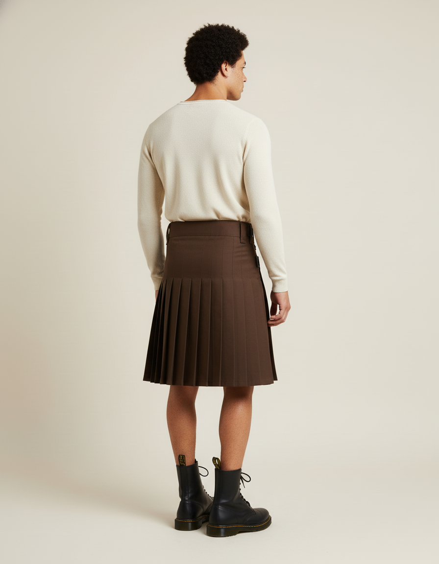 Jupe Homme Marron Plissée