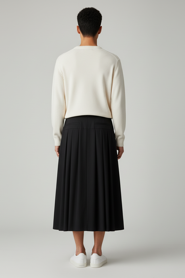 Jupe Homme Noire Plissée Fluide Aérienne