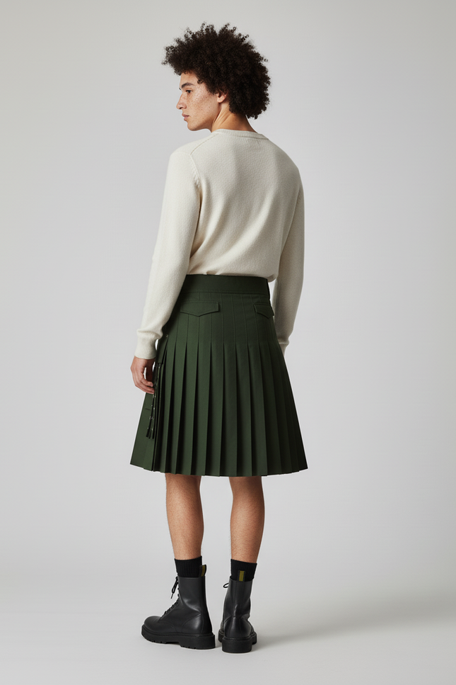 Jupe Homme Verte Festival Plissée