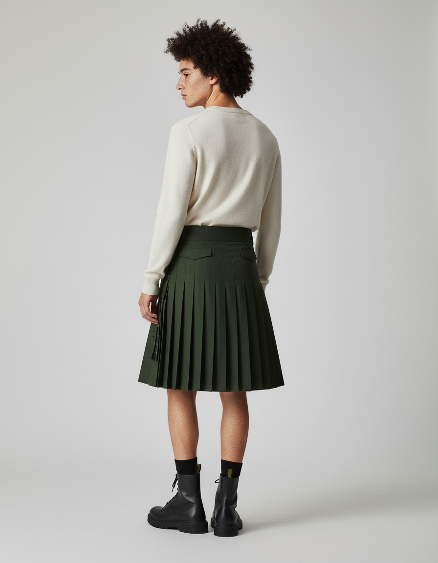 Jupe Homme Verte Festival Plissée