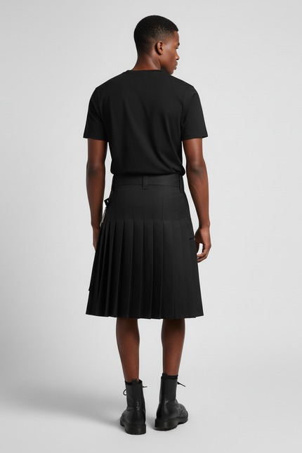 Jupe Homme Noire Plissée Chic Contemporaine