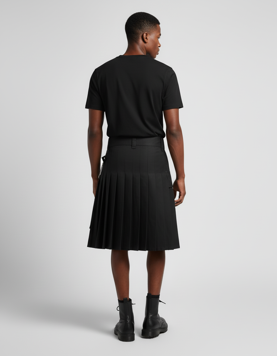 Jupe Homme Noire Plissée Chic Contemporaine