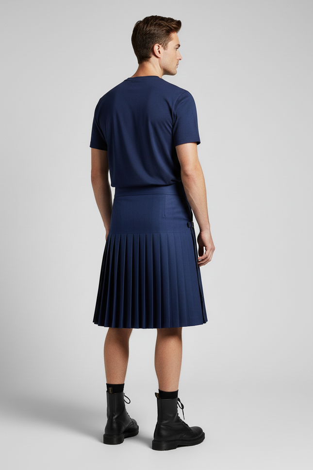 Jupe Homme Écossaise Bleue Plissée