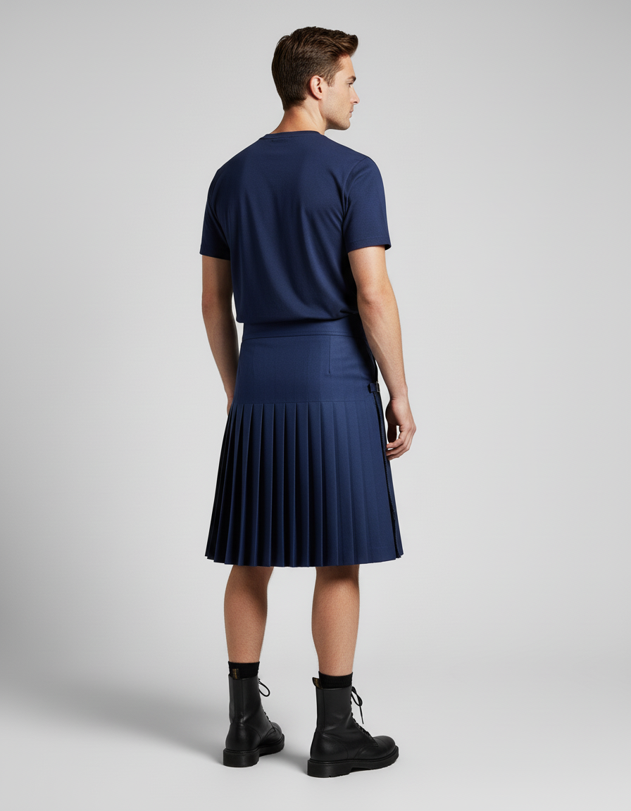 Jupe Homme Écossaise Bleue Plissée