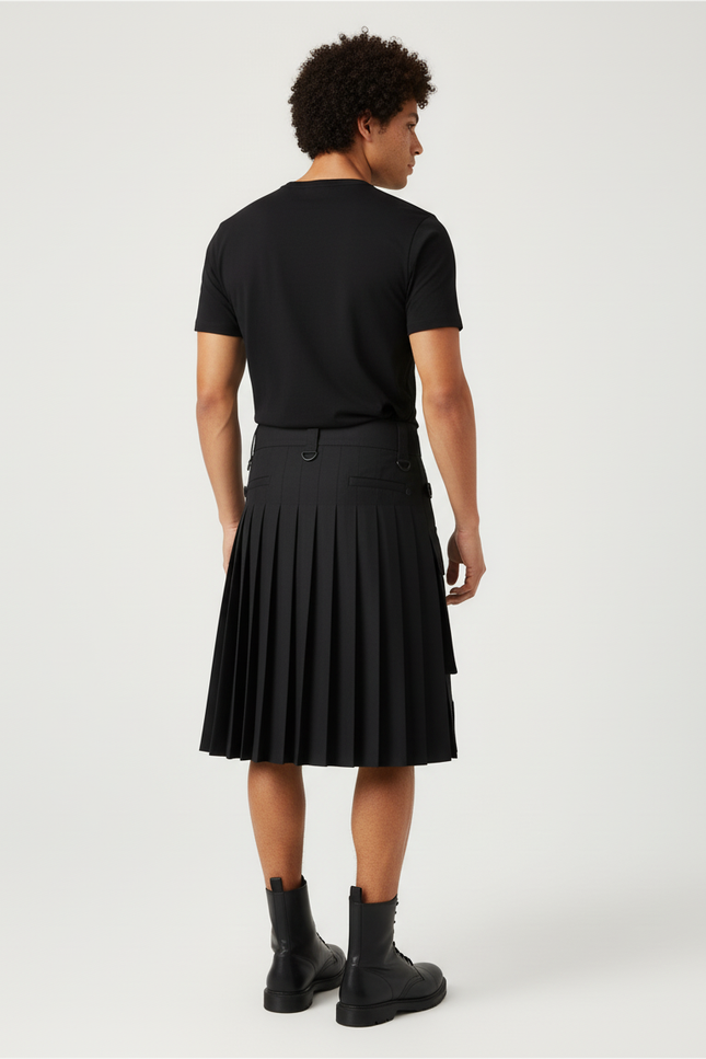 Jupe Homme Noire Plissée Cargo