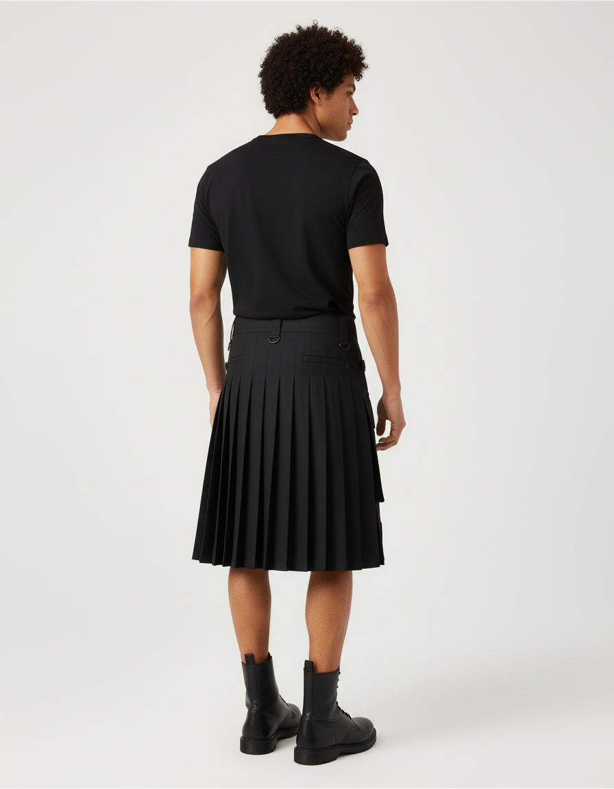 Jupe Homme Noire Plissée Cargo