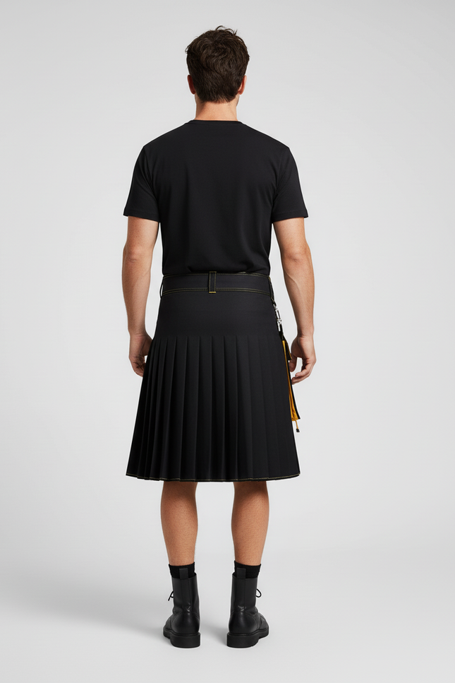 Jupe Homme Noire Détails Jaunes Ethnique