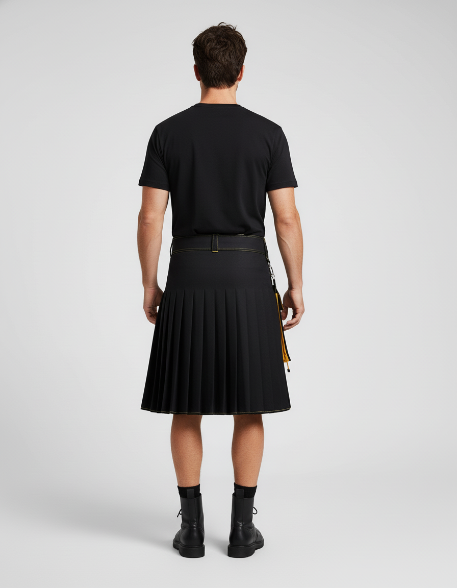 Jupe Homme Noire Détails Jaunes Ethnique