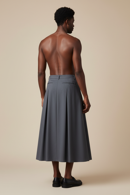 Jupe Homme Grise Plissée Fluide