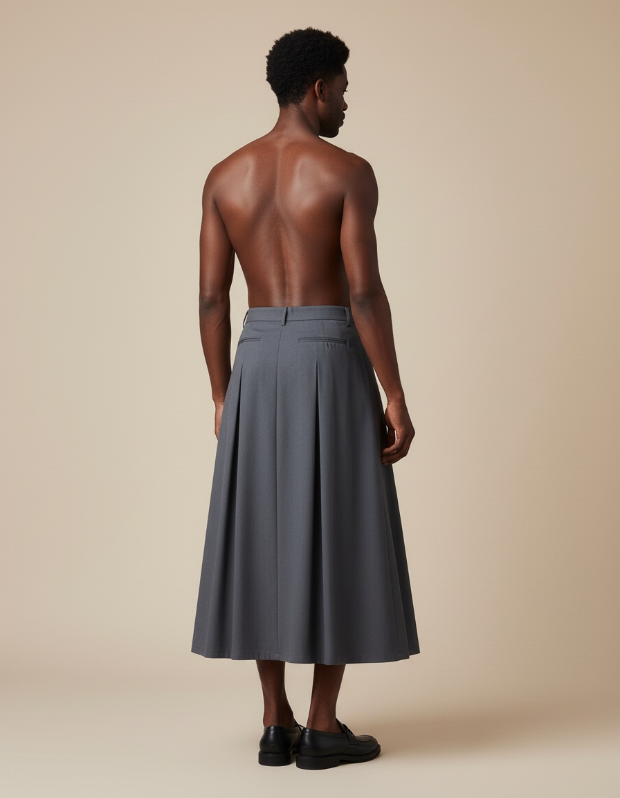 Jupe Homme Grise Plissée Fluide