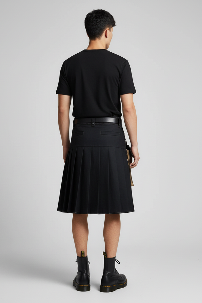 Jupe Homme Noire Plissée Décontractée Polyvalente