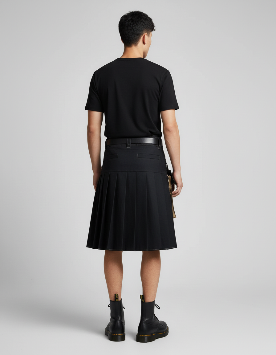 Jupe Homme Noire Plissée Décontractée Polyvalente