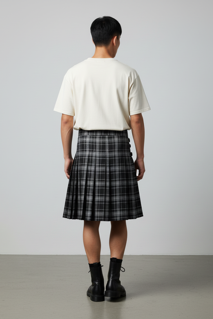Jupe Homme Écossaise Plissée Décontractée