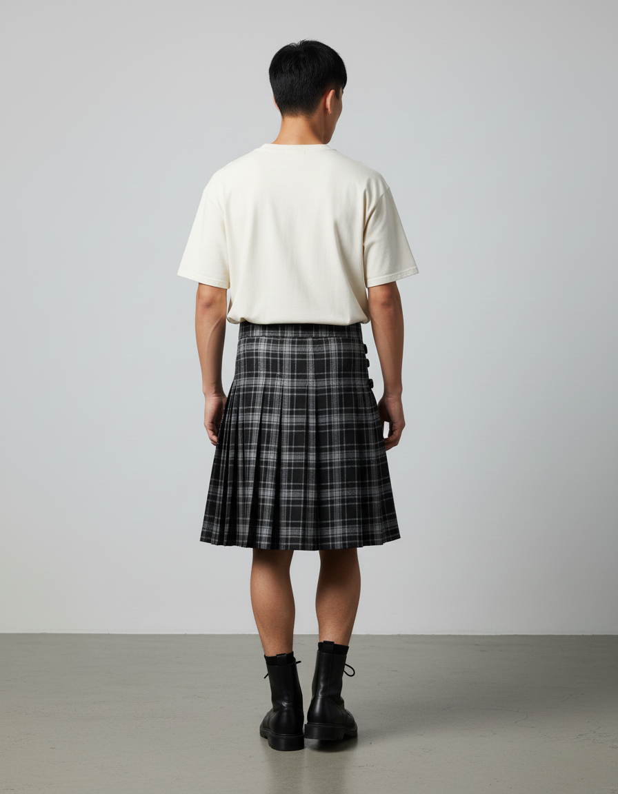 Jupe Homme Écossaise Plissée Décontractée