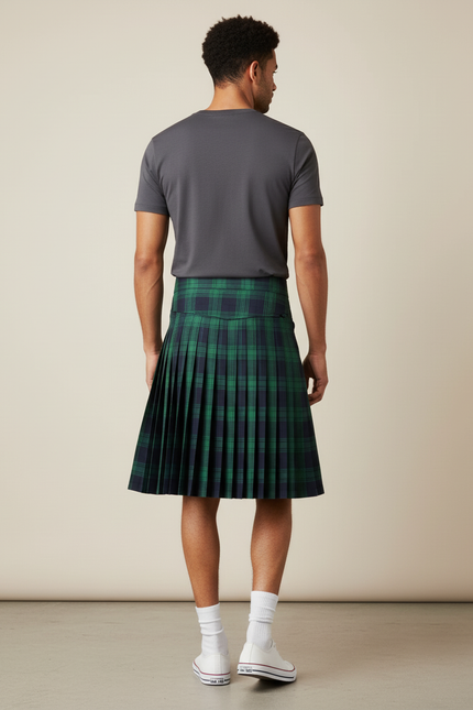 Jupe Homme Écossaise Vert Marine Plissée