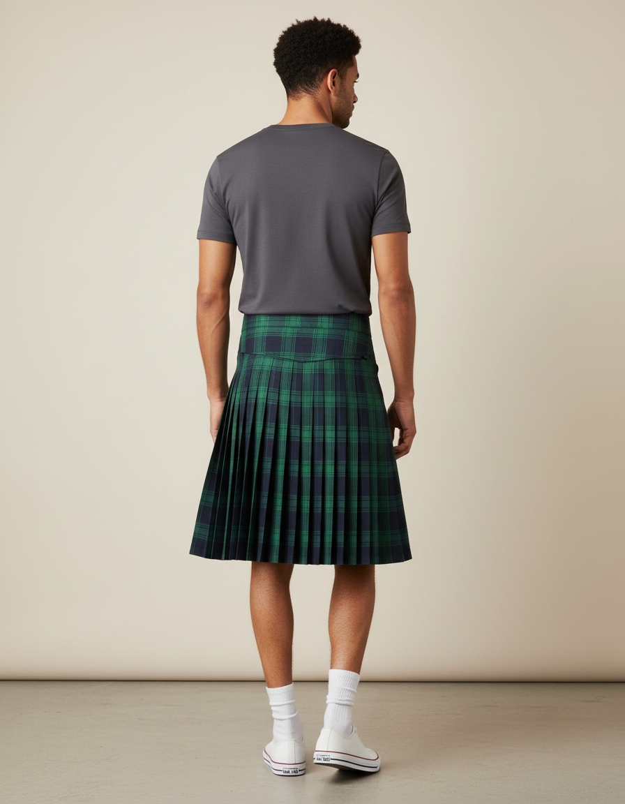 Jupe Homme Écossaise Vert Marine Plissée