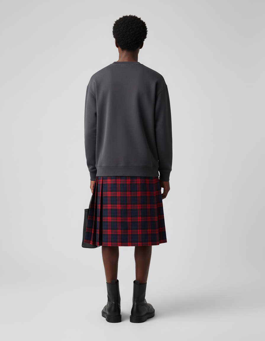 Jupe Homme Plissée Carreaux Écossais Décontractée