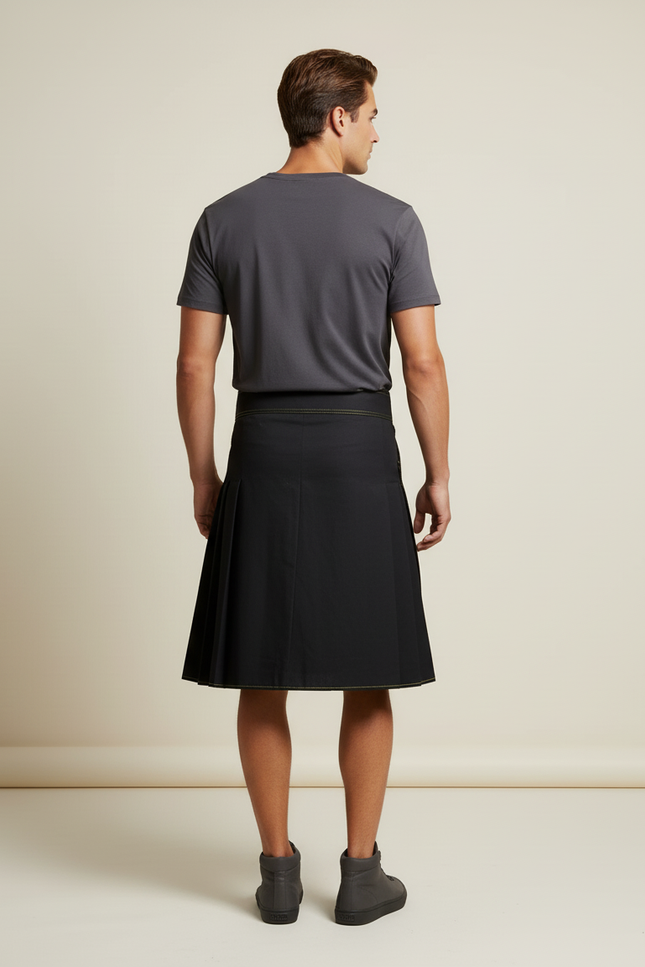 Jupe Homme Noire Jaune Plissée