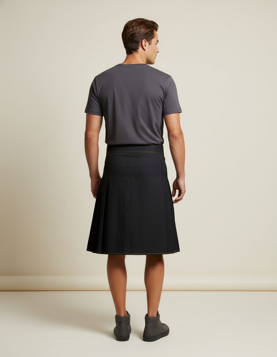 Jupe Homme Noire Jaune Plissée