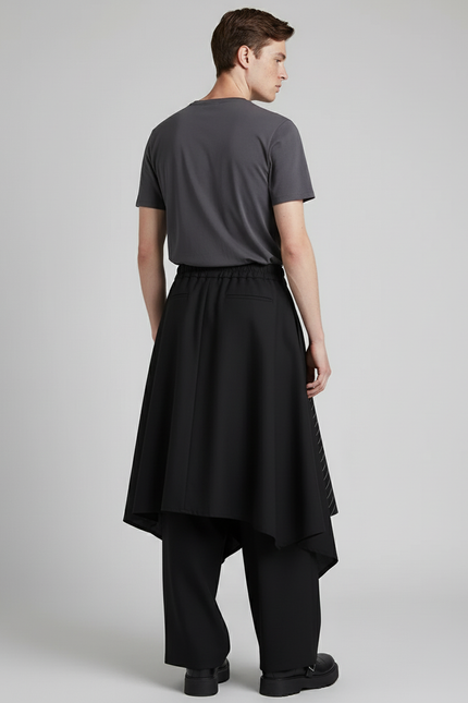 Jupe Homme Noire Fluide Asymétrique