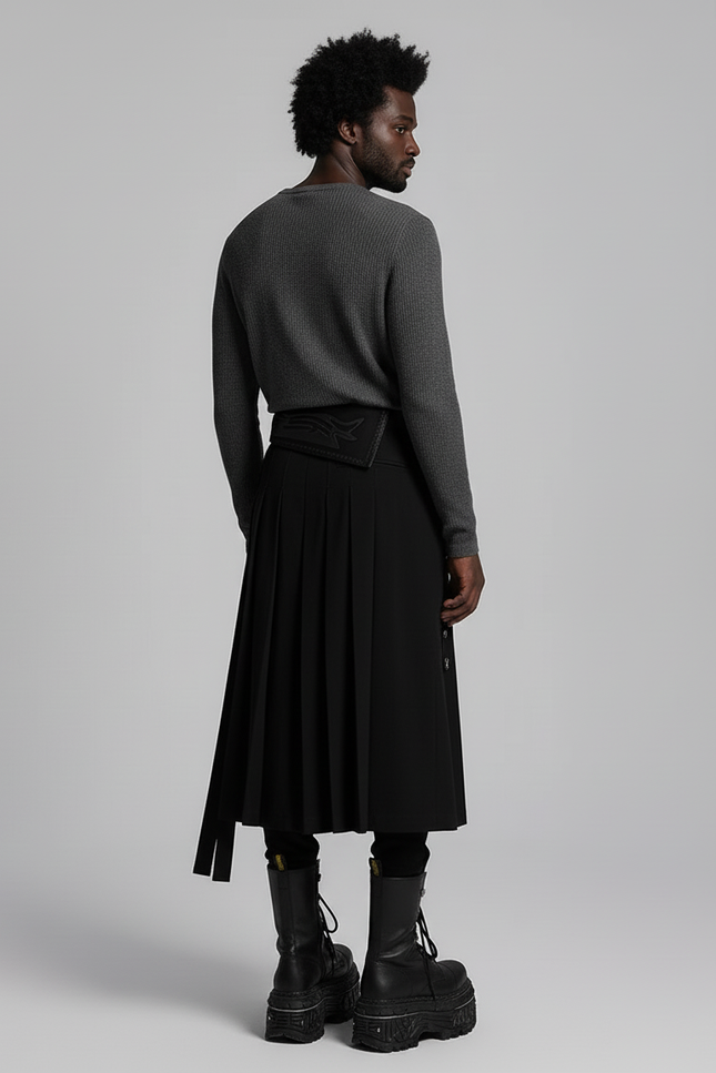 Jupe Homme Plissée Punk Asymétrique