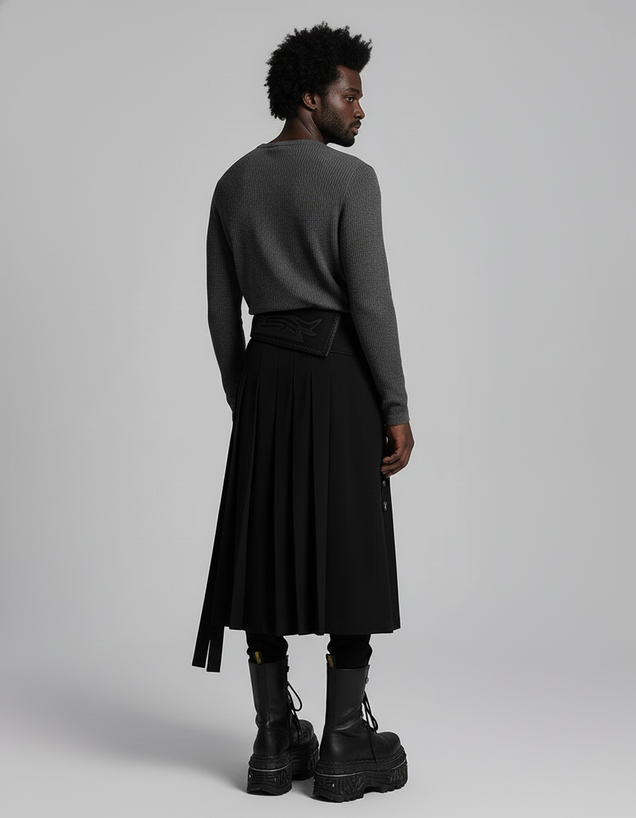 Jupe Homme Plissée Punk Asymétrique