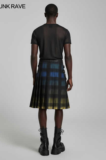 Jupe Homme Plaid Dégradé Plissée