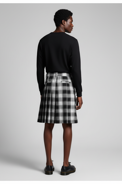 Jupe Homme Tartan Plissée Chic Formelle