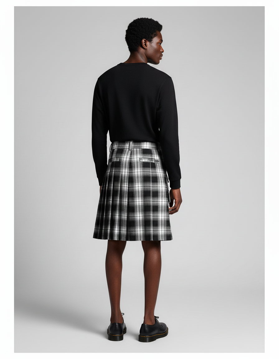 Jupe Homme Tartan Plissée Chic Formelle