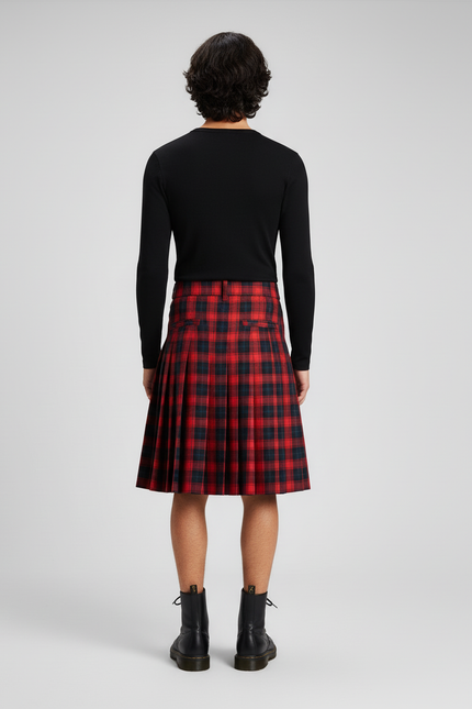 Jupe Homme Rouge Écossais Plissée
