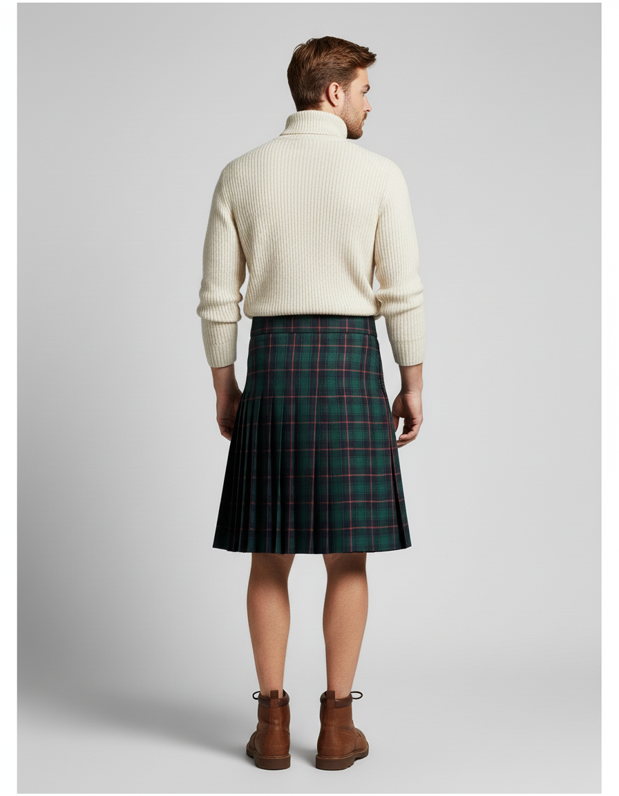 Jupe Homme Écossaise Plissée Utilitaire