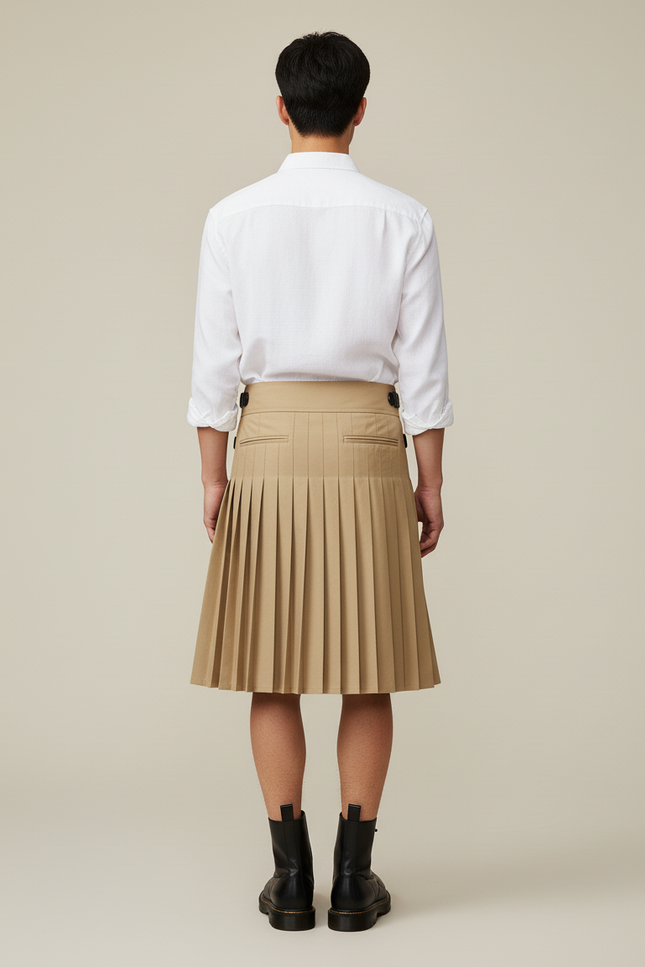 Jupe Homme Beige Plissée Chic