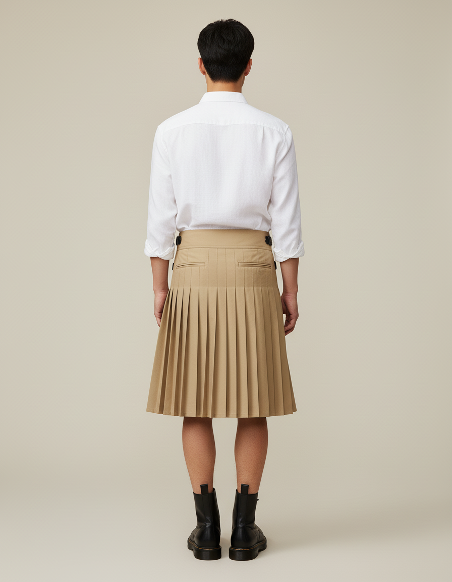 Jupe Homme Beige Plissée Chic