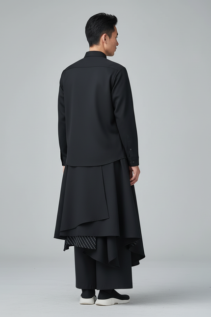 Jupe Homme Noire Asymétrique Chic
