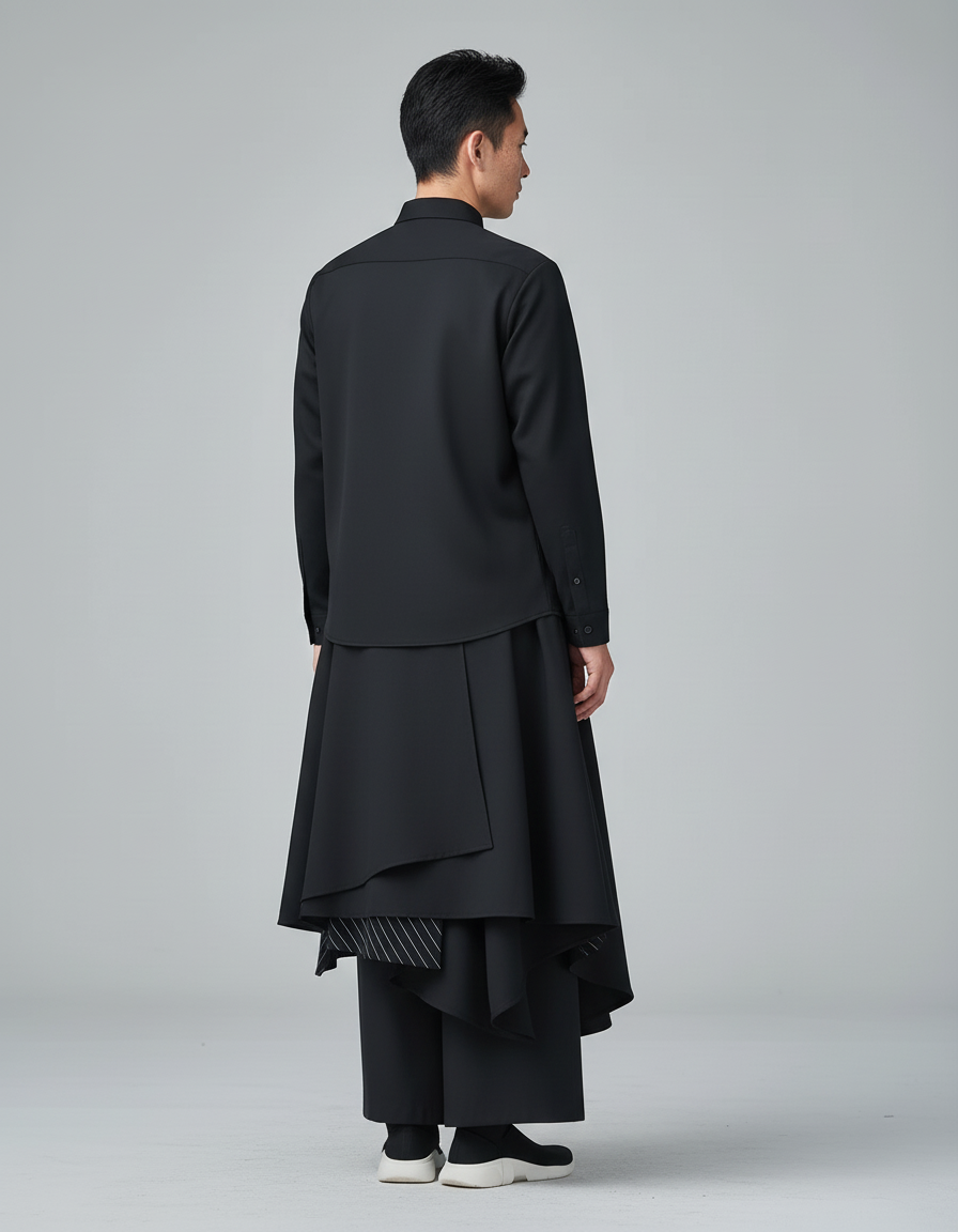 Jupe Homme Noire Asymétrique Chic